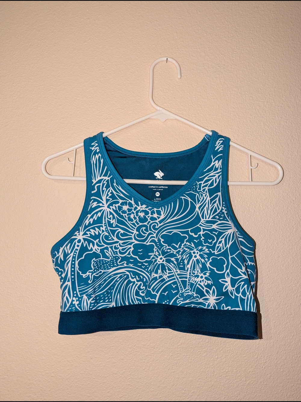 Rabbit Pocket Bra, Medium, Blue Print Running/Sport Bra